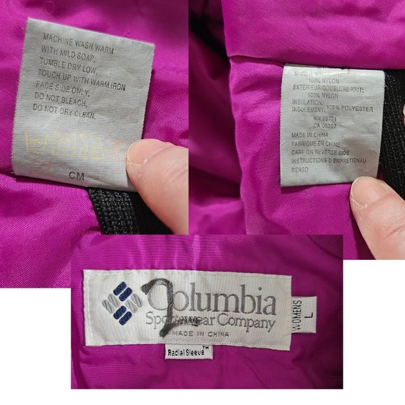 COLUMBIA Radial Sleeve 1-Piece Ski Snow Suit Black with Purple-Pink Colorblock - Picture 14 of 15